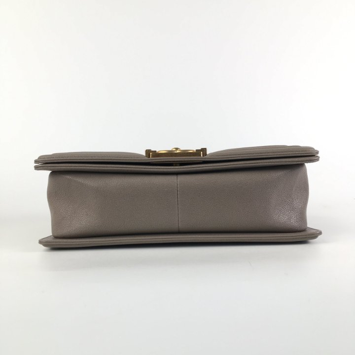 Chanel Boy Bag Old Medium Taupe Caviar GHW - Luxe Du Jour