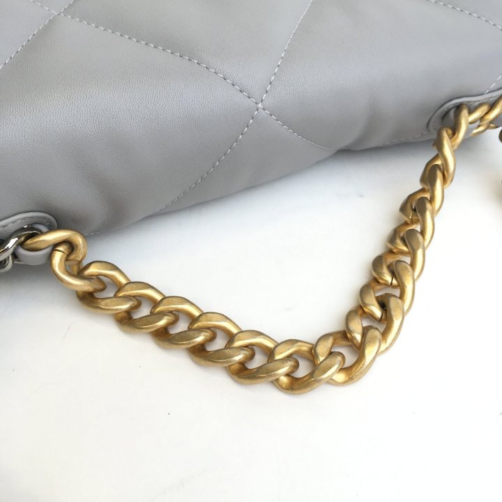 Chanel 19 Bag Grey Chanel Medium Grey Lambskin 19 Flap Bag - Main Image