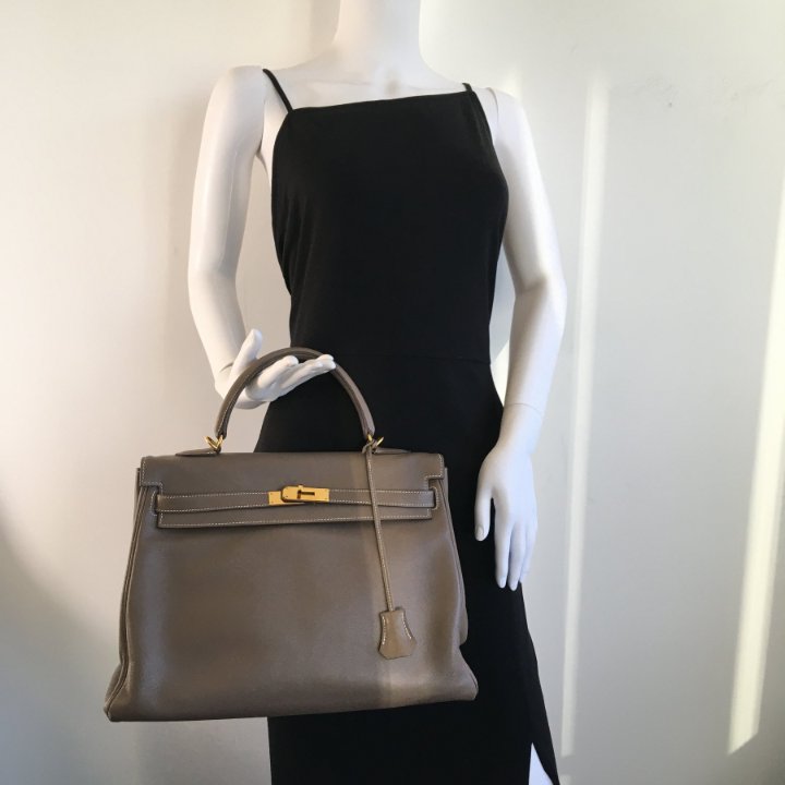 Hermes Kelly 35 | Grey Gold Handbag - Luxe Du Jour