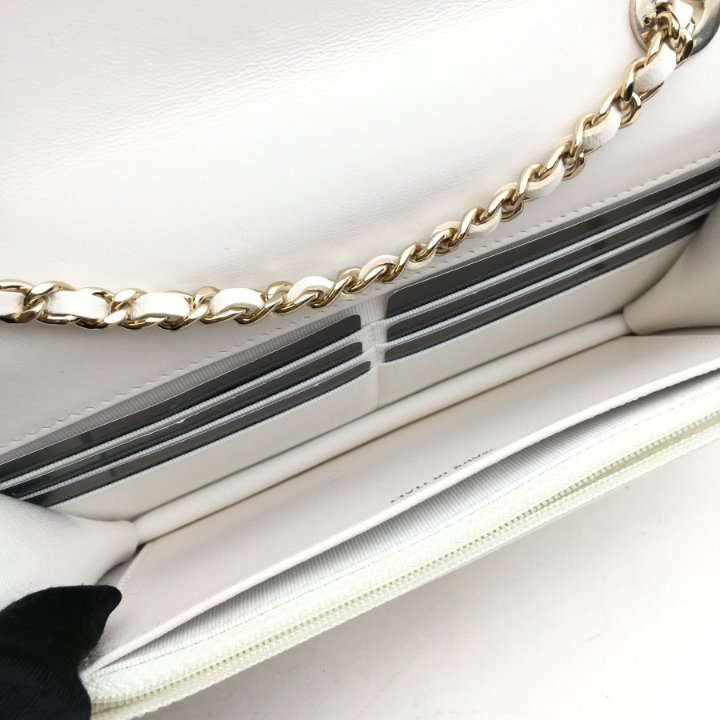 Chanel Trendy Wallet On Chain (WOC) White Lambskin - Luxe Du Jour