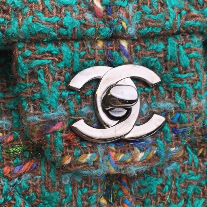 Chanel Classic Flap Medium Green Tweed SHW - Luxe Du Jour
