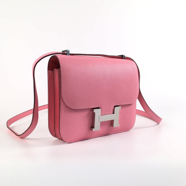Hermes Constance 18 Rose Confetti Chevre Mysore PHW - Luxe Du Jour
