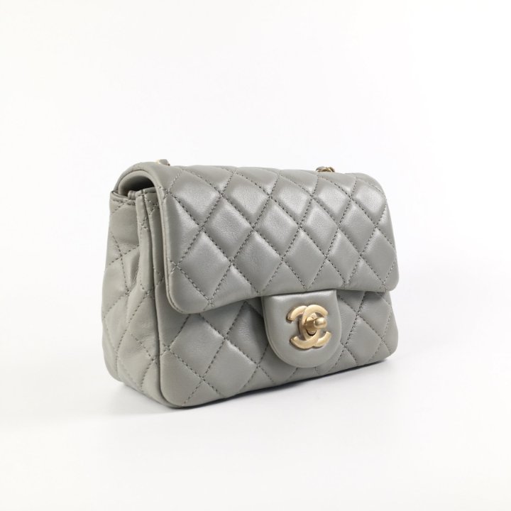 Chanel Pearl Crush Mini Square Grey 22C Lambskin - Luxe Du Jour