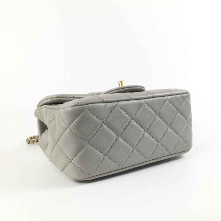 Chanel Pearl Crush Mini Square Grey 22C Lambskin - Luxe Du Jour
