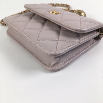 Chanel Pearl Crush Wallet With Chain Mini Lilac Lambskin GHW