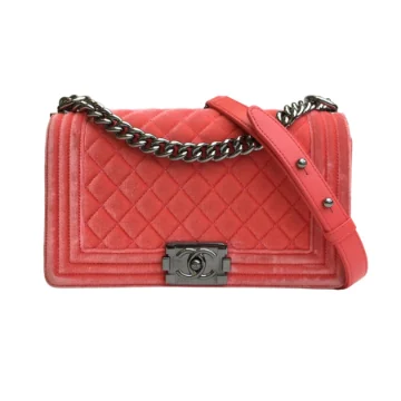 Chanel Boy Bag Old Medium Pink Velvet