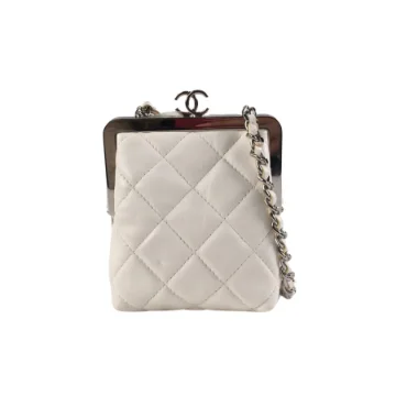 Chanel Kiss Clutch With Chain White Lambskin