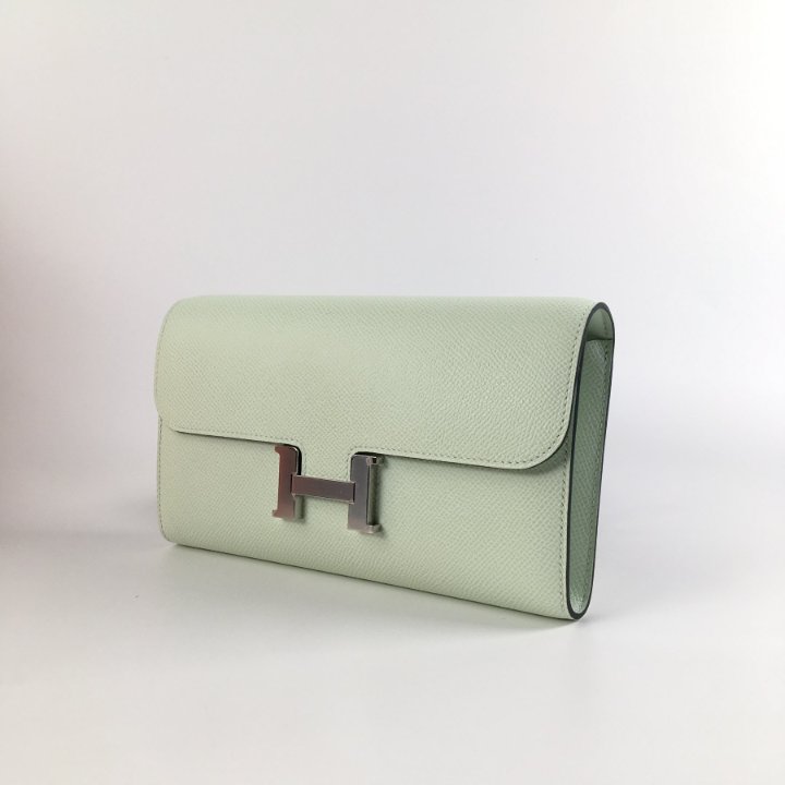 【ゴートスキン/Vert peppermint×Silver金具】HERMES ルーリス Hermès Kelly Pochette Vert Fizz Swift With Silver Hardware