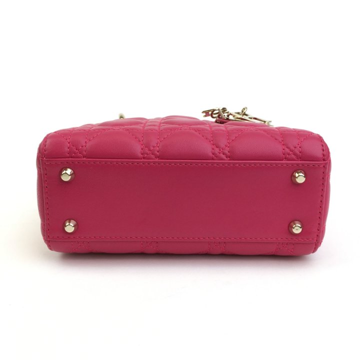 【無料郵送/関税込/正規品】 Dior Mini Lady Bag Pink M0505ONGE Mini Lady Dior Bag Powder Pink Cannage Lambskin | DIOR