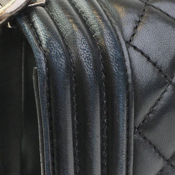 Chanel Boy Bag Old Medium Black Lambskin Ruthenium Handbag