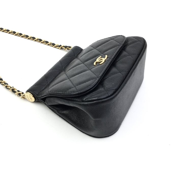 Chanel Clutch With Chain Micro 22K Black Caviar GHW - Luxe