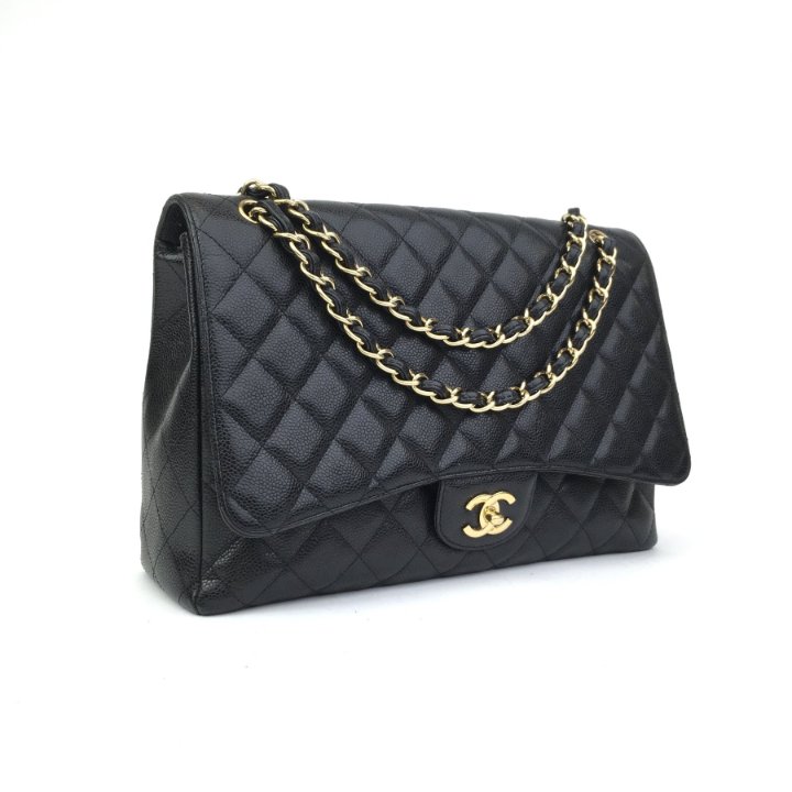 Chanel Classic Single Flap Maxi Black Caviar - Luxe Bag Rental