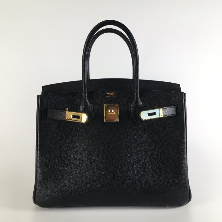 Hermes Birkin 30 Black Ardennes GHW Black Gold Handbag Luxe Du