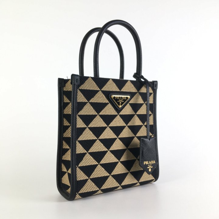トートバッグ Prada Prada Symbole Small Jacquard Shopping Bag Prada Small Symbole Jacquard Tote Bag | Brown | FARFETCH