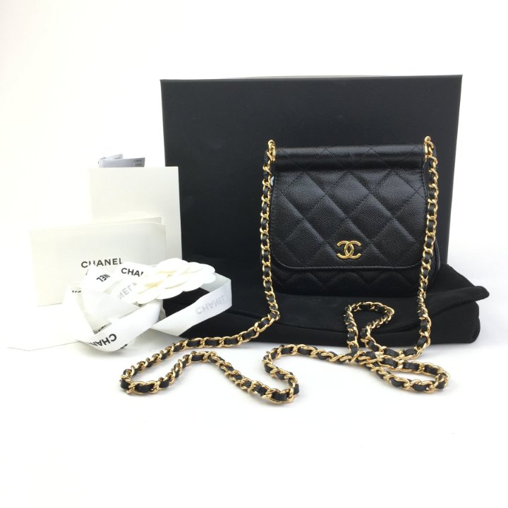 【CHANEL】☆ブラックの縁取りがキュート☆ CLUTCH WITH CHAIN Chanel Clutch With Chain Micro 22K Black Caviar GHW - Luxe