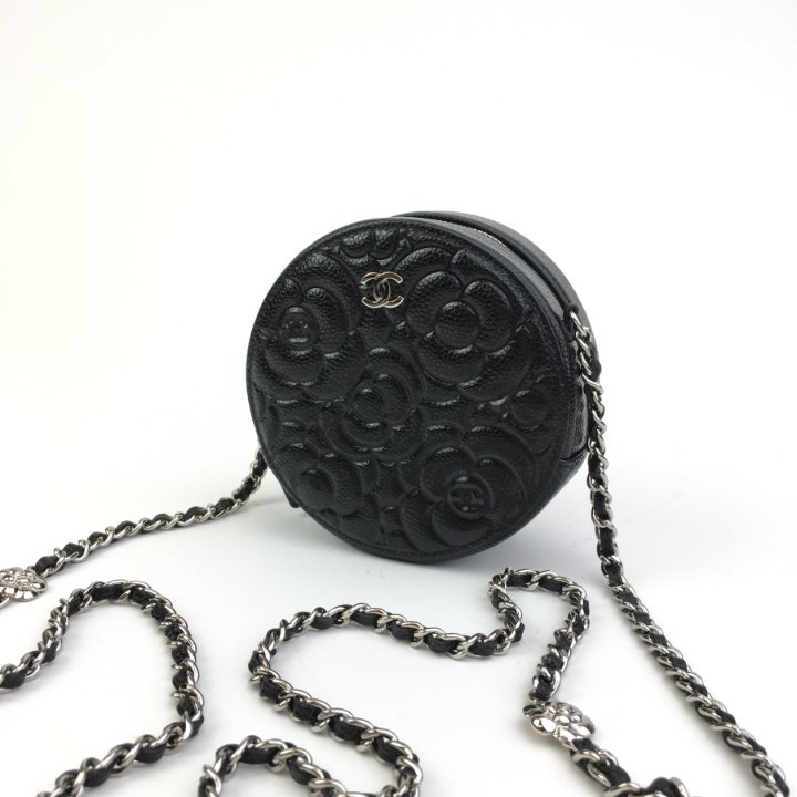 Chanel Camellia Round Chain Clutch Black Caviar - Luxe Du Jour