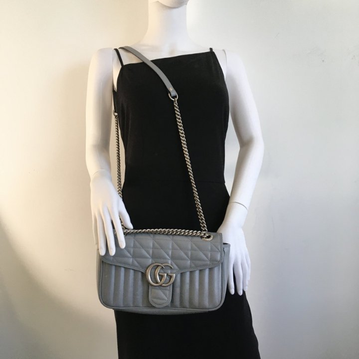 GUCCI☆関税込☆Marmont GG レザー ラフィア スライド GUCCI グッチ 長財布 レディース GGマーモント レザー