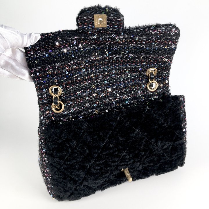 Chanel Seasonal Small Flap Black Shearling - Luxe Du Jour