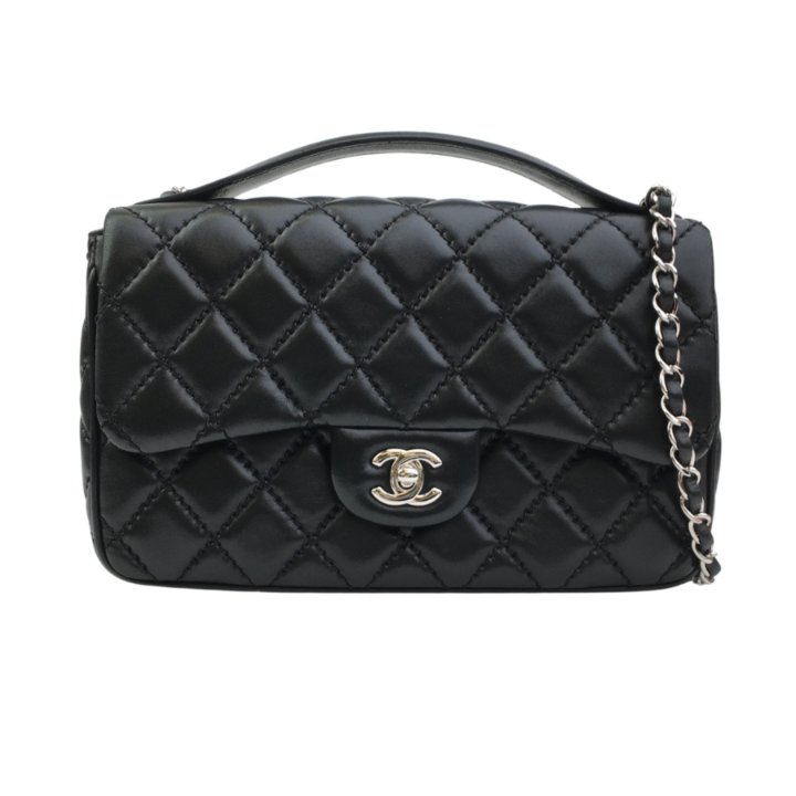 Chanel Easy Carry Top Handle Black Lambskin Luxe Du Jour