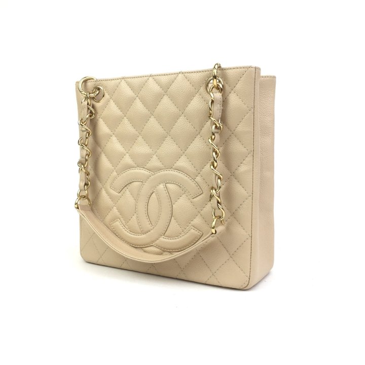 【ヴィンテージ】Rank:S☆Chanel Beige Petite Series15 ToteBag Chanel PST Shopping Tote Beige Caviar - Luxe Du Jour