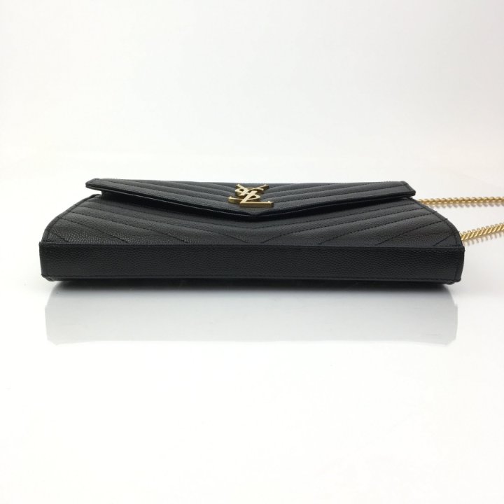 VIP【送料関税込】Saint Laurent CASSANDRE WALLET ON CHAIN Saint Laurent Cassandre Leather Chain Wallet | Black | FARFETCH