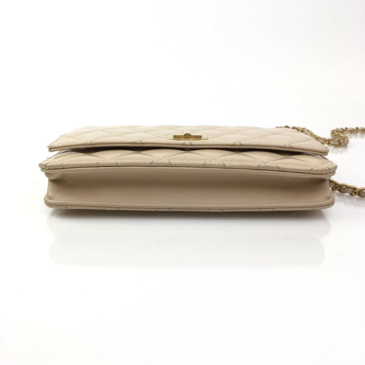Chanel Beige Patent Reissue Wallet On Chain (WOC) - Luxe Du Jour