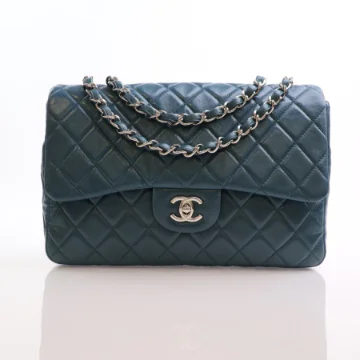 Chanel Jumbo Teal Lambskin Classic Single Flap