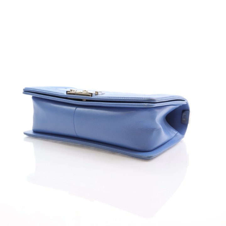 Chanel Boy Bag Old Medium Blue Lambskin - Luxe Du Jour