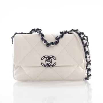 Chanel Small White Lambskin 19 Flap Bag