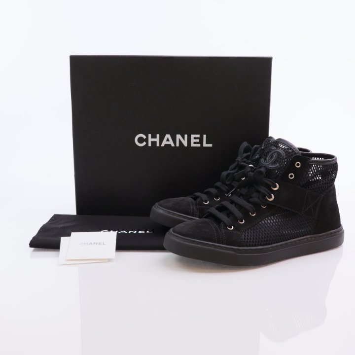 未使用☆CHANEL☆綺麗☆37ハーフ☆11.4高さ Chanel Mesh Sneakers Sz 37 - Luxe Du Jour