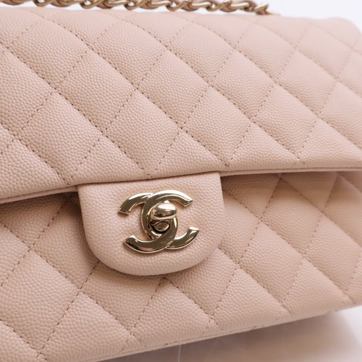 Chanel 22C Classic ML Flap Pink Beige Handbag Luxe Du Jour