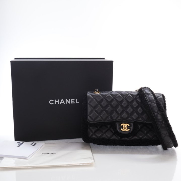 Chanel Shearling Muff Flap Black Lambskin - Luxe Du Jour