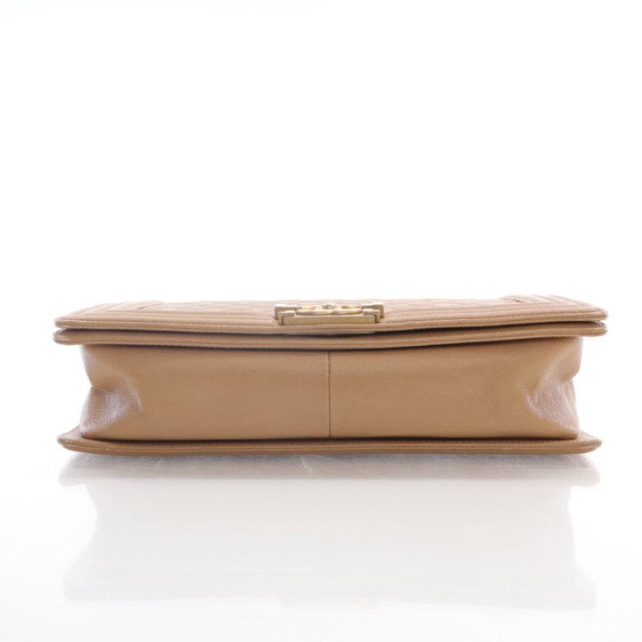 Chanel Boy Bag New Medium Dark Beige Caviar - Luxe Du Jour
