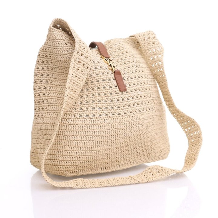 Saint Laurent (YSL) Le 5 a 7 Hobo Raffia Crochet Bag - Luxe Du Jour