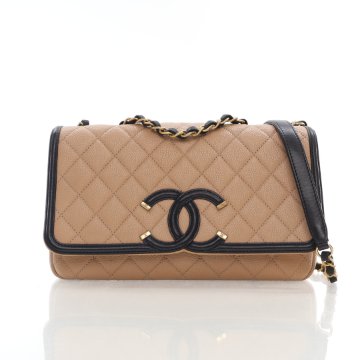 Chanel Medium Filigree Flap Beige Gold Handbag Luxe Du Jour