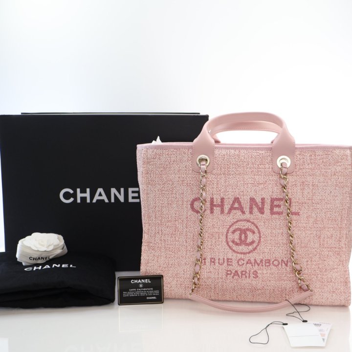 Chanel Deauville Tote Pink Tweed - Luxe Du Jour