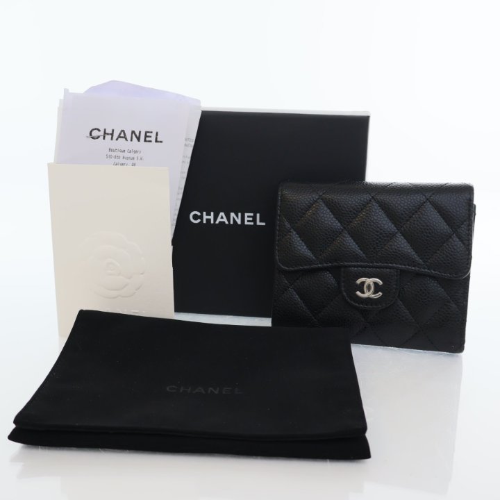 Chanel Trifold Wallet Black Caviar - Luxe Du Jour