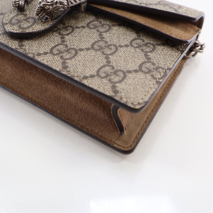 【関税&送料込】Gucci Dionysus Pouch Dionysus medium shoulder bag in GG Supreme and taupe suede
