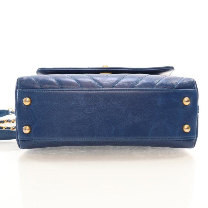 【ヴィンテージ】Rank:S☆Chanel Blue Coco Handle Small 23 Bag CHANEL CC Coco Caviar Leather Top Handle Flap Shoulder Bag Blue