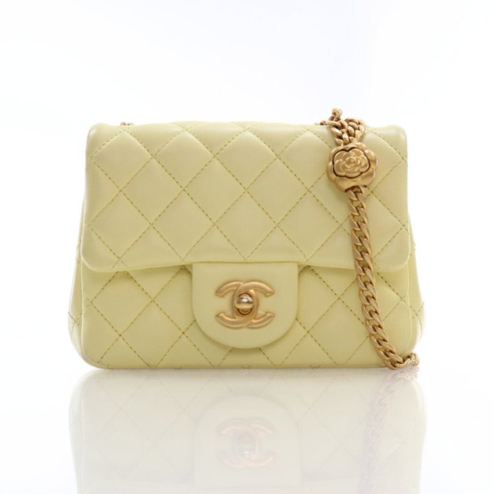 Chanel Mini Lambskin Sweet Camellia Square Classic Flap Bag Luxe