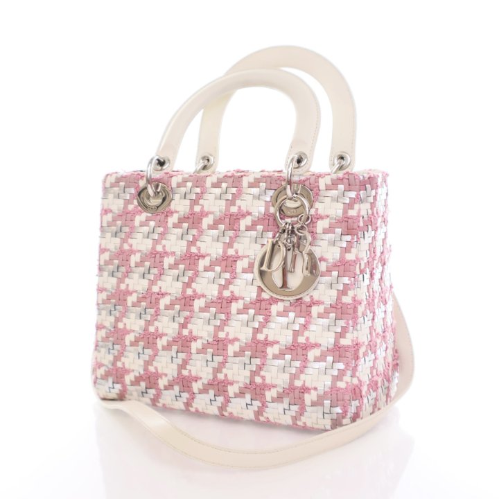 Dior Medium Woven Leather Tweed Lady Dior - Luxe Du Jour