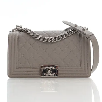 Chanel Boy Bag Medium Grey Caviar