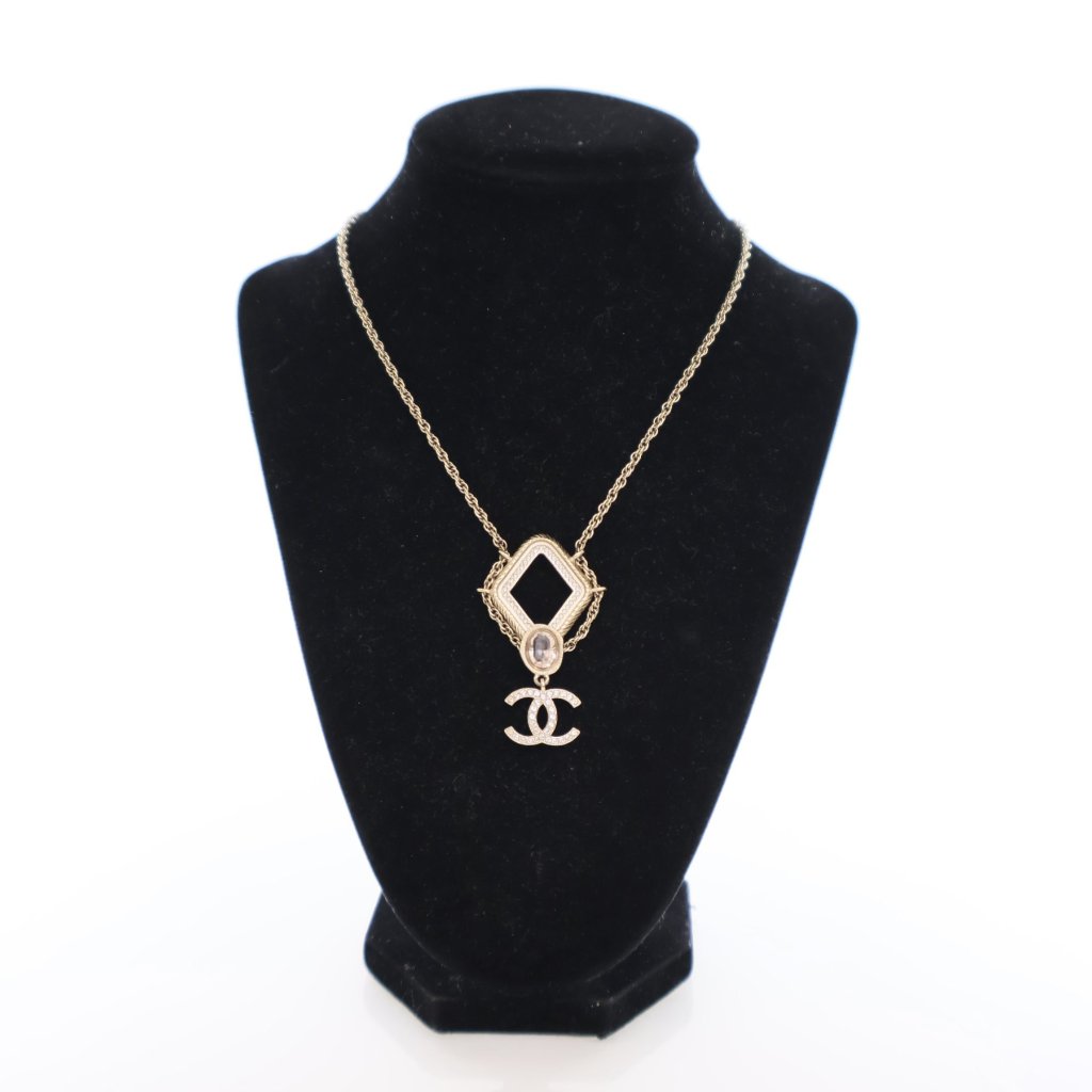 Chanel Crystal CC Drop Pendant Necklace - Luxe Du Jour
