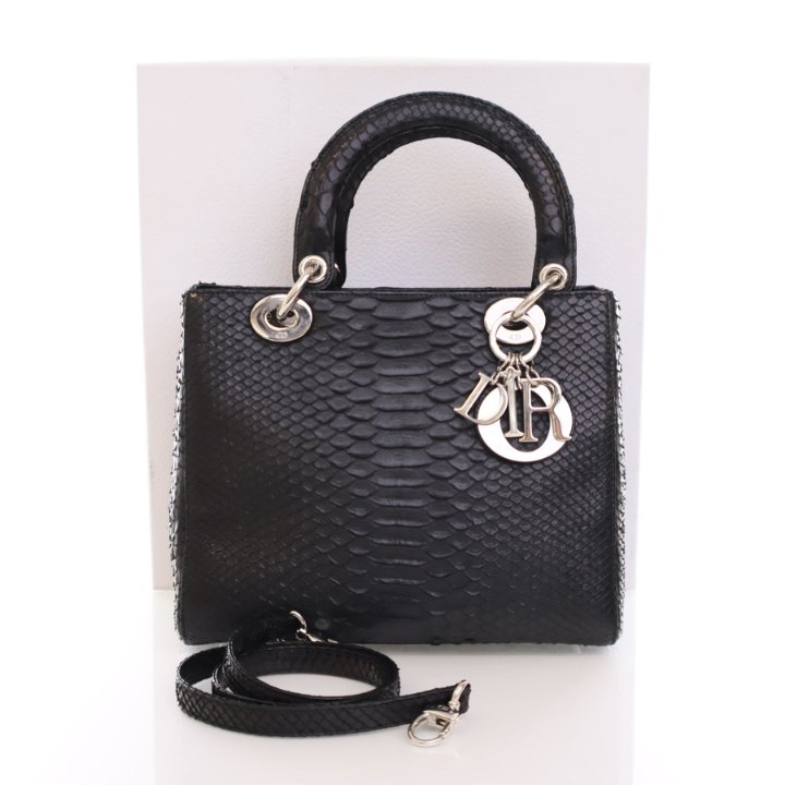 【ヴィンテージ】RankS☆Dior Black Anselm Lady Medium バック Dior Lady Dior Medium Black Python - Luxe Bag Rental