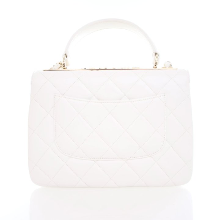 Chanel Small White Lambskin Trendy CC Top Handle Bag - Luxe Du Jour