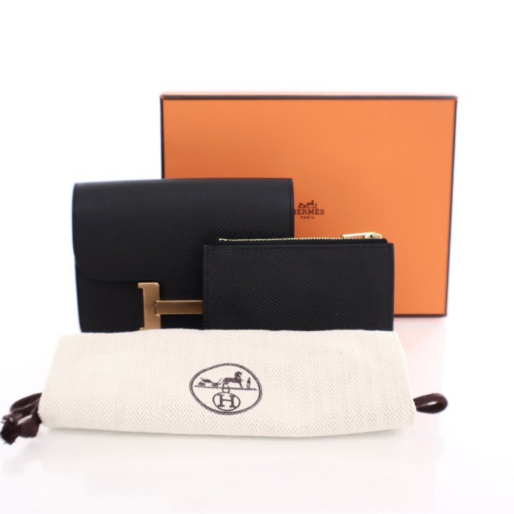 Hermes Constance Slim Wallet Black Epsom - Luxe Du Jour