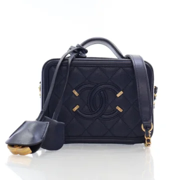 Chanel Filigree Vanity Mini Navy Caviar