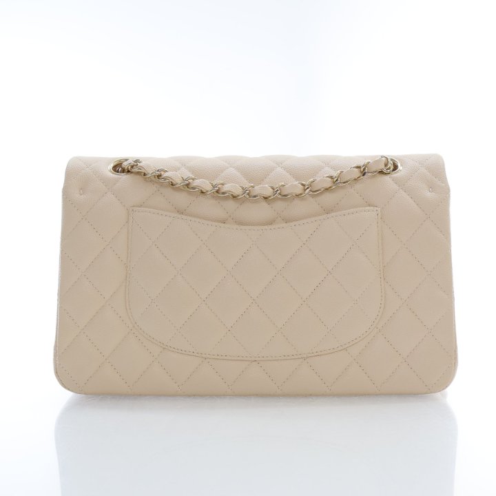 【ヴィンテージ】Rank:S☆Chanel Beige Medium Classic Flap Chanel Classic Medium Flap 19S Iridescent Beige Quilted