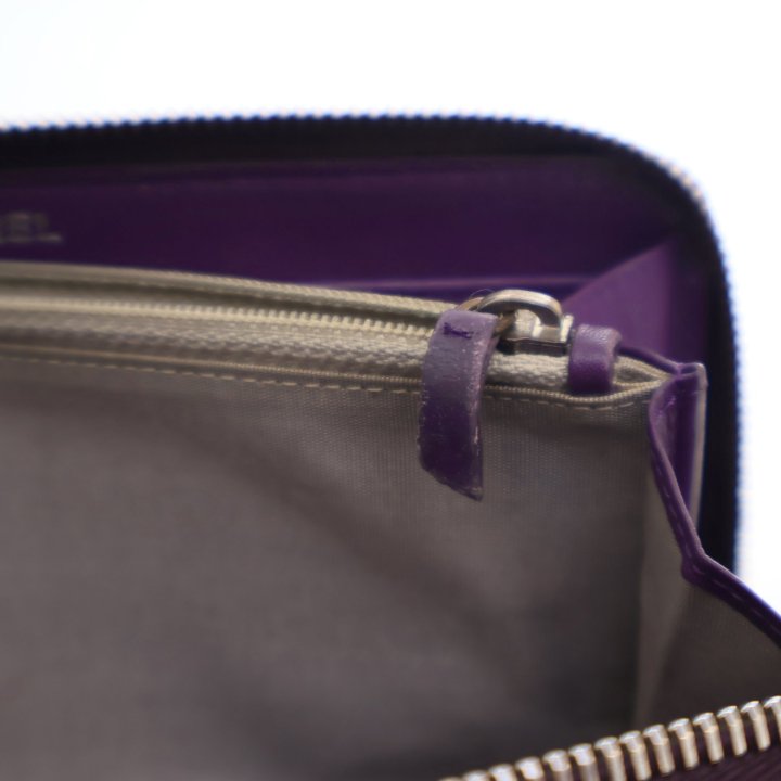 Chanel Zip Around Wallet Purple Patent - Luxe Du Jour