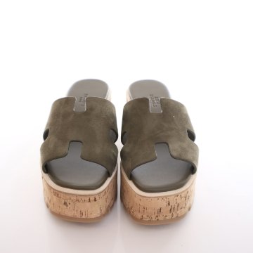 【HERMES】H251007Z 14360 vert bouteille パンプス Hermes 30 Eze Sandals Sz 36 - Luxe Du Jour